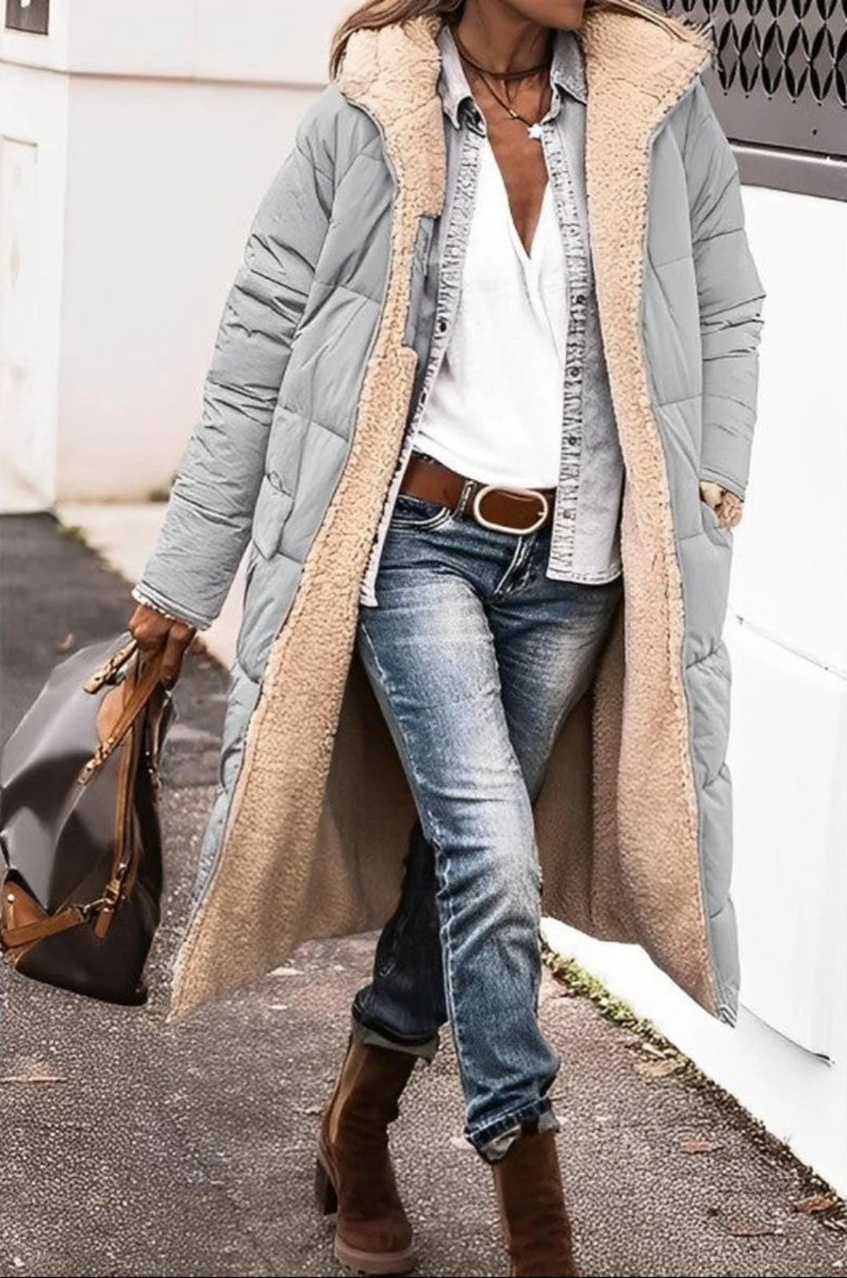 Women's Long Winter Coat Jacket With Hood - Image 6