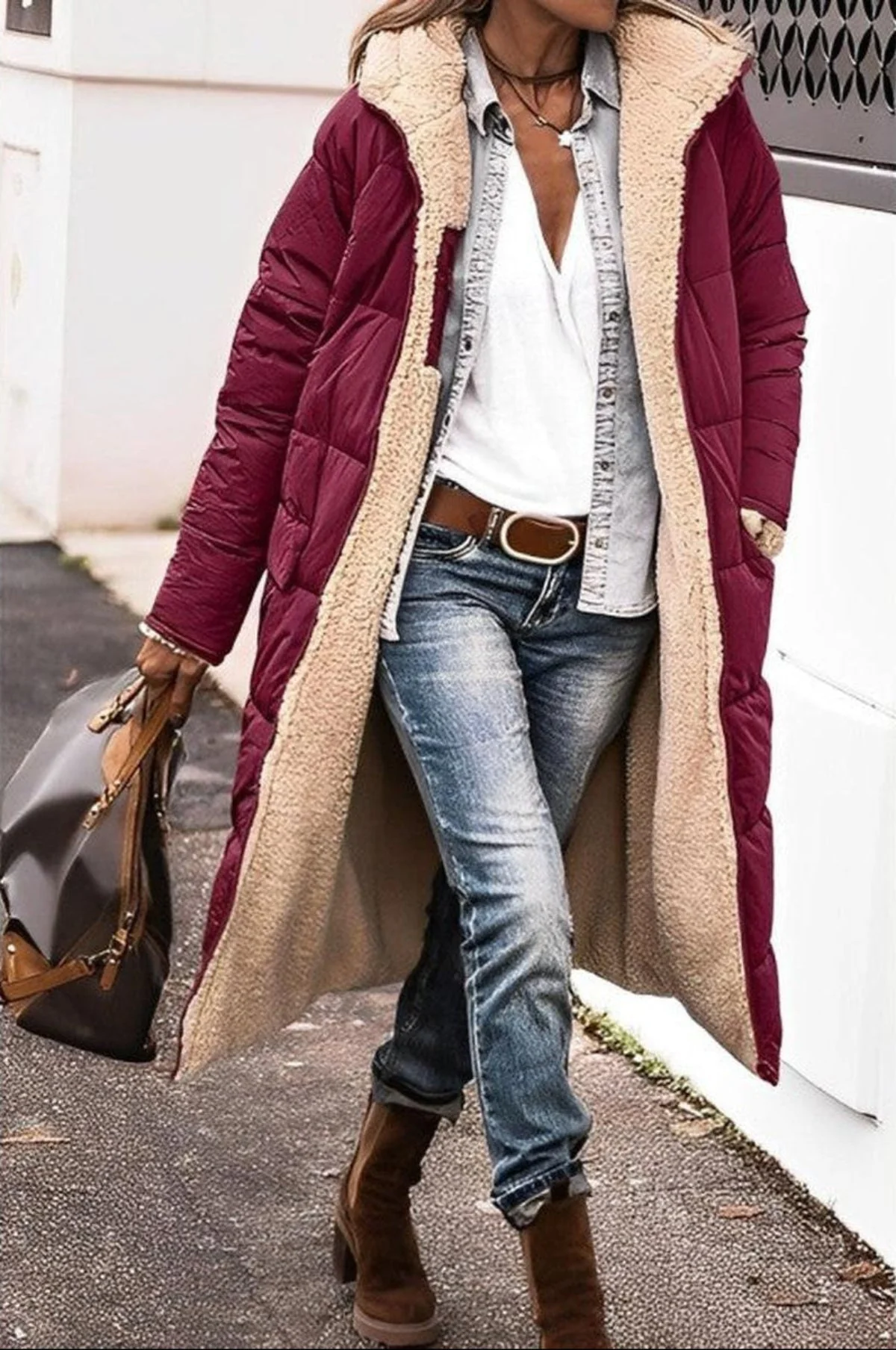 Women's Long Winter Coat Jacket With Hood - Image 8