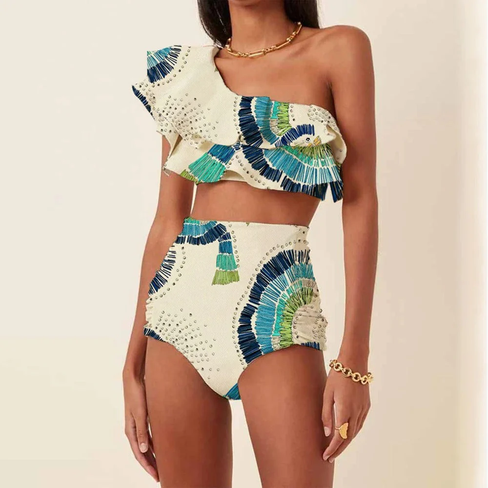 One-Shoulder High-Waist Bikini Set with Embellished Detail - Image 5