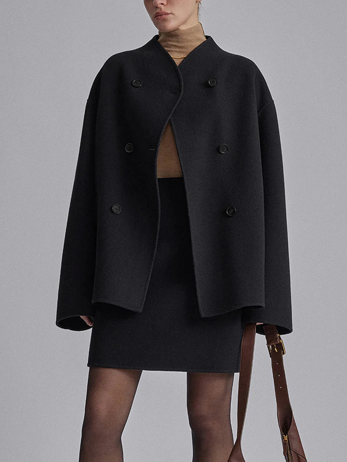 Women's Oversized Double-Breasted Coat - Image 4