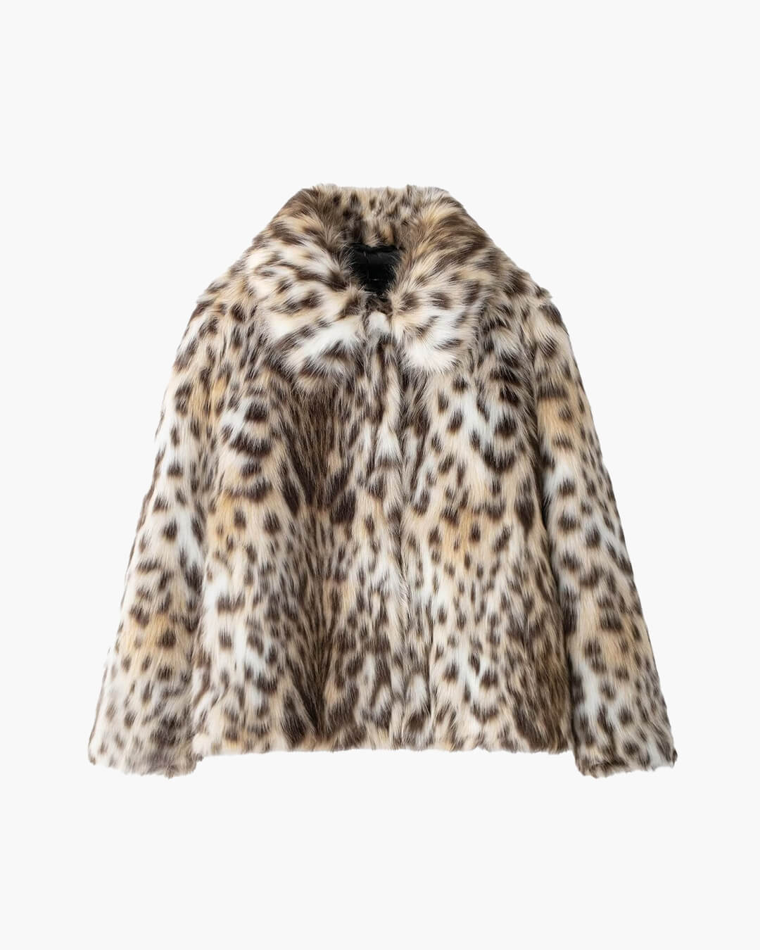 Women's Plush Brown Faux Fur Cropped Jacket - Image 4