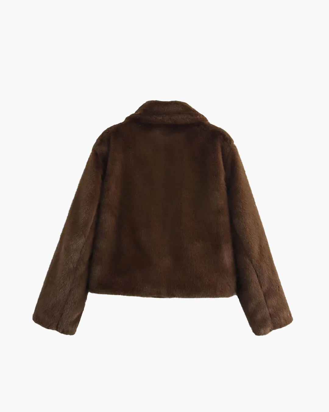 Women's Plush Brown Faux Fur Statement Jacket - Image 4