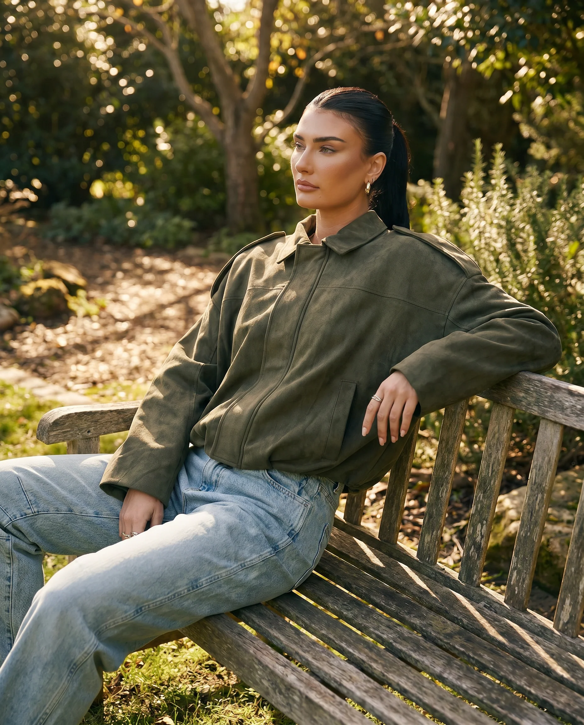 Women's Relaxed Boxy Faux Suede Jacket - Image 4