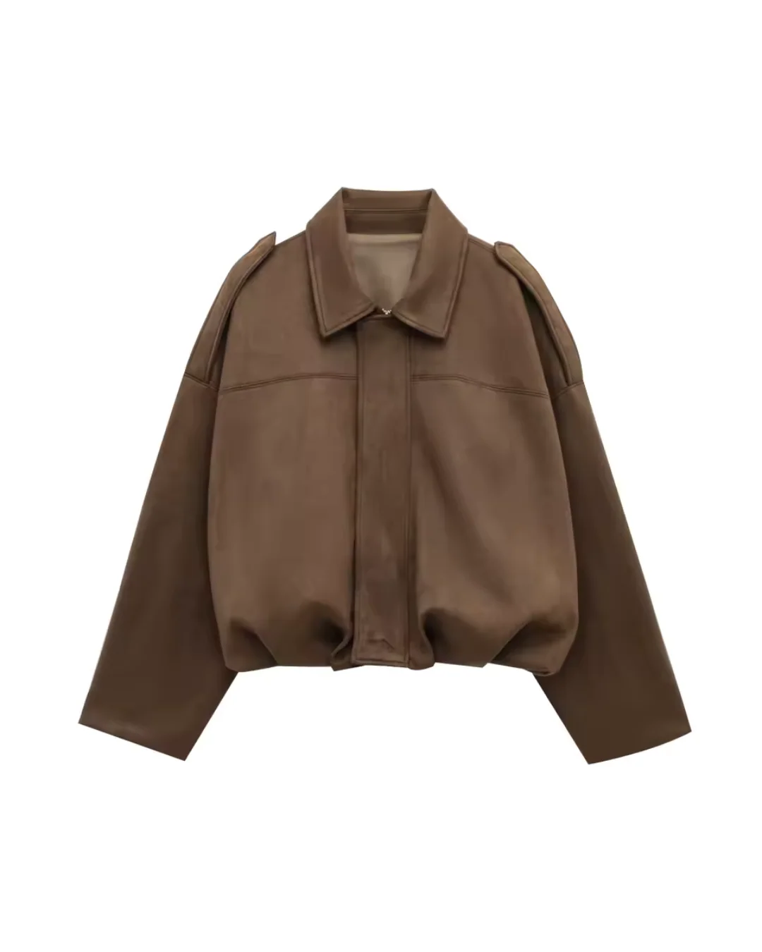 Women's Relaxed Boxy Faux Suede Jacket - Image 7