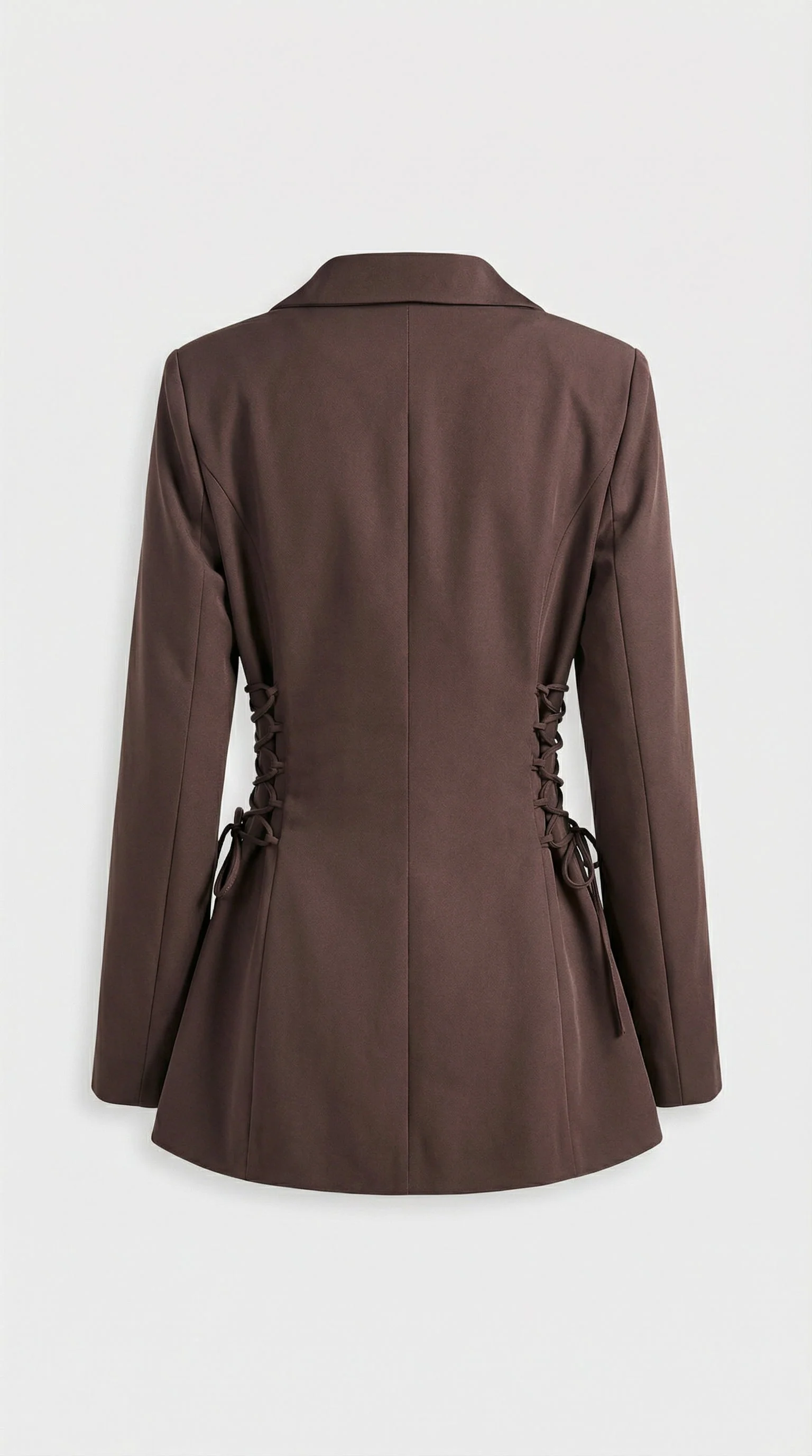 Women's Side Lace Up Tailored Brown Blazer - Image 4
