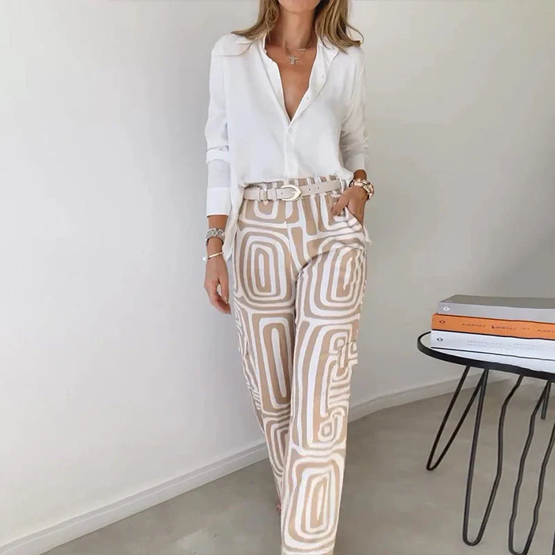 Women's Sophisticated Two-Piece Top and Trouser Coordinated Set - Image 3