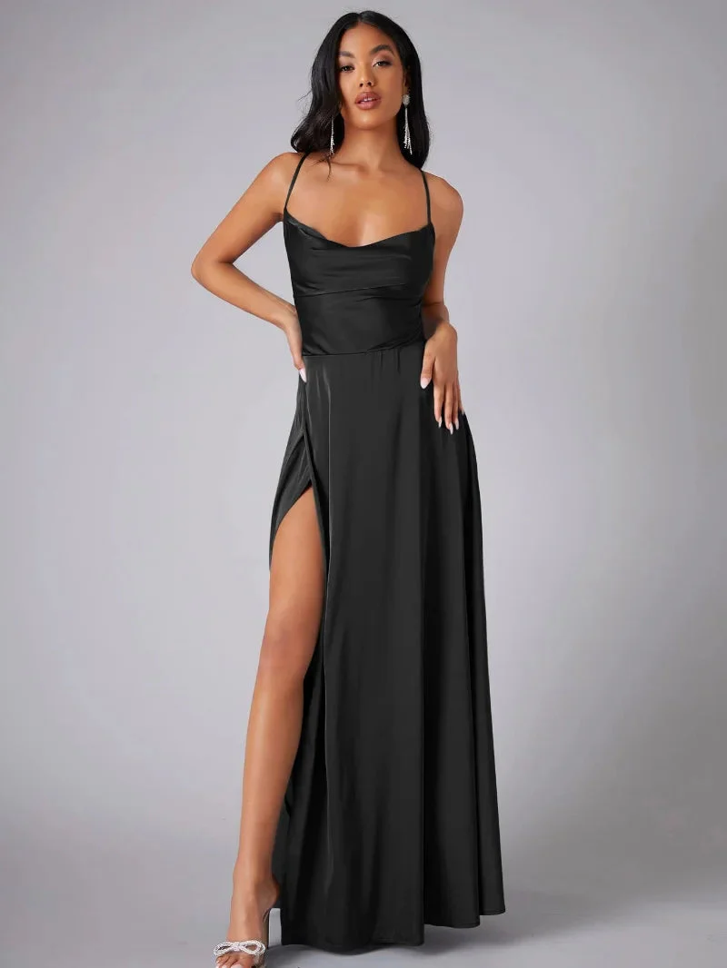 Spaghetti Strap Evening Maxi Dress with High Slit - Image 8