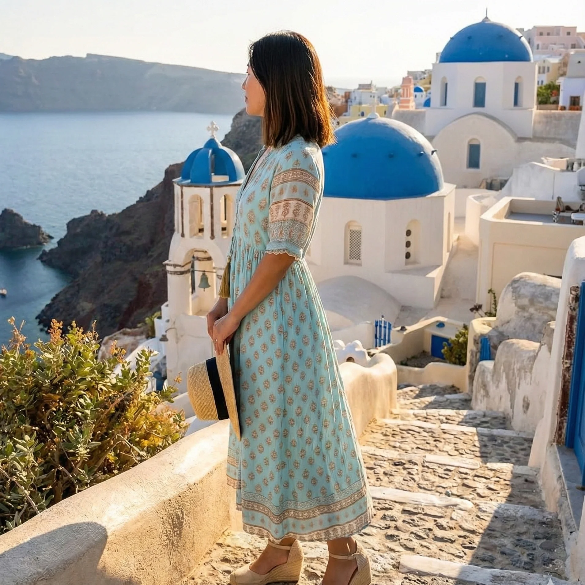 Women's summer midi dress – boho beach style with pockets - Image 4