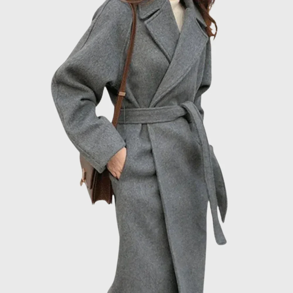Women's Timeless Belted Overcoat — Long Wool-Blend Coat with Tie-Waist Belt - Image 10