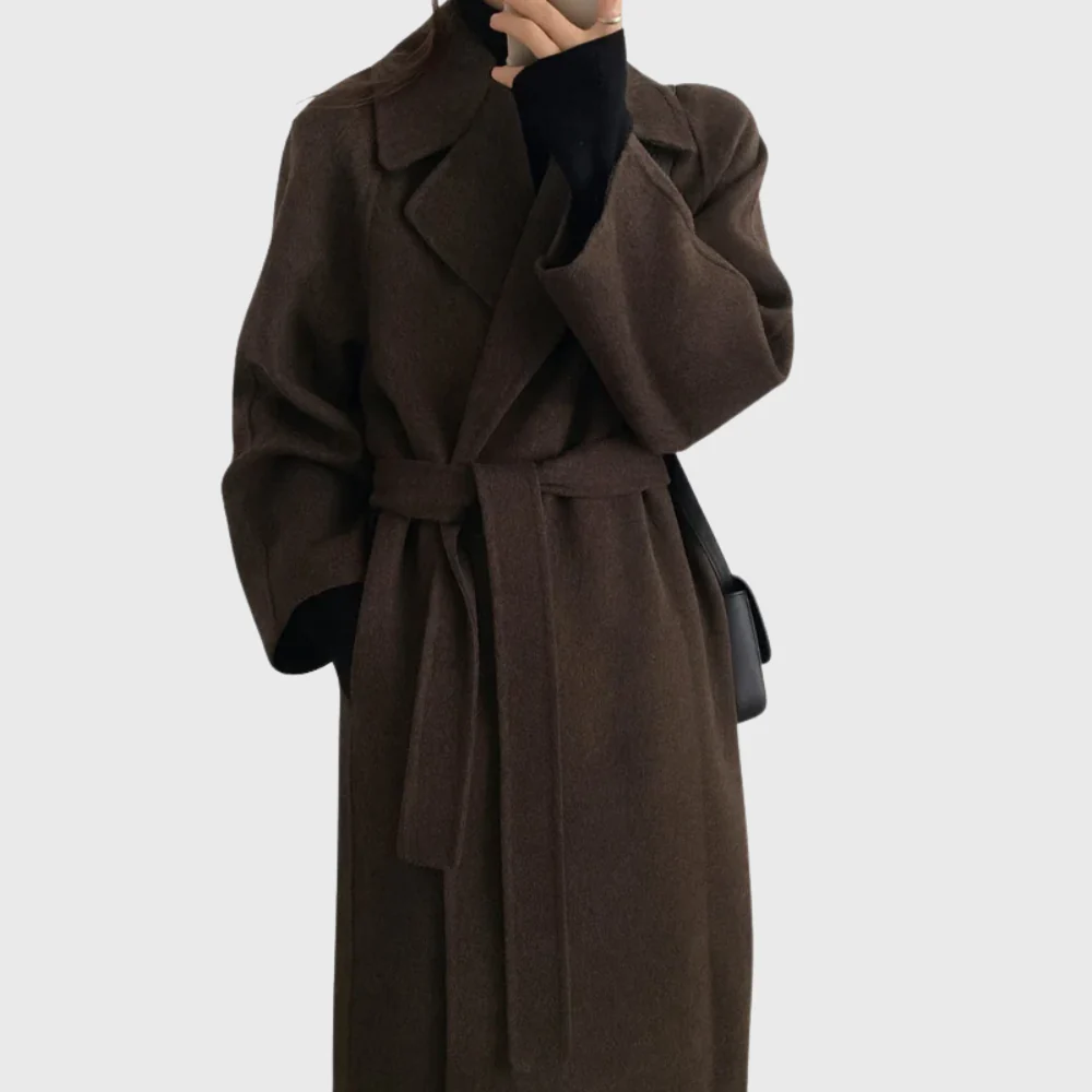Women's Timeless Belted Overcoat — Long Wool-Blend Coat with Tie-Waist Belt - Image 5