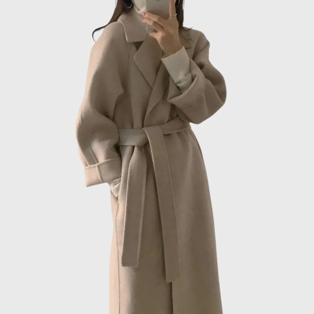 Women's Timeless Belted Overcoat — Long Wool-Blend Coat with Tie-Waist Belt - Image 7
