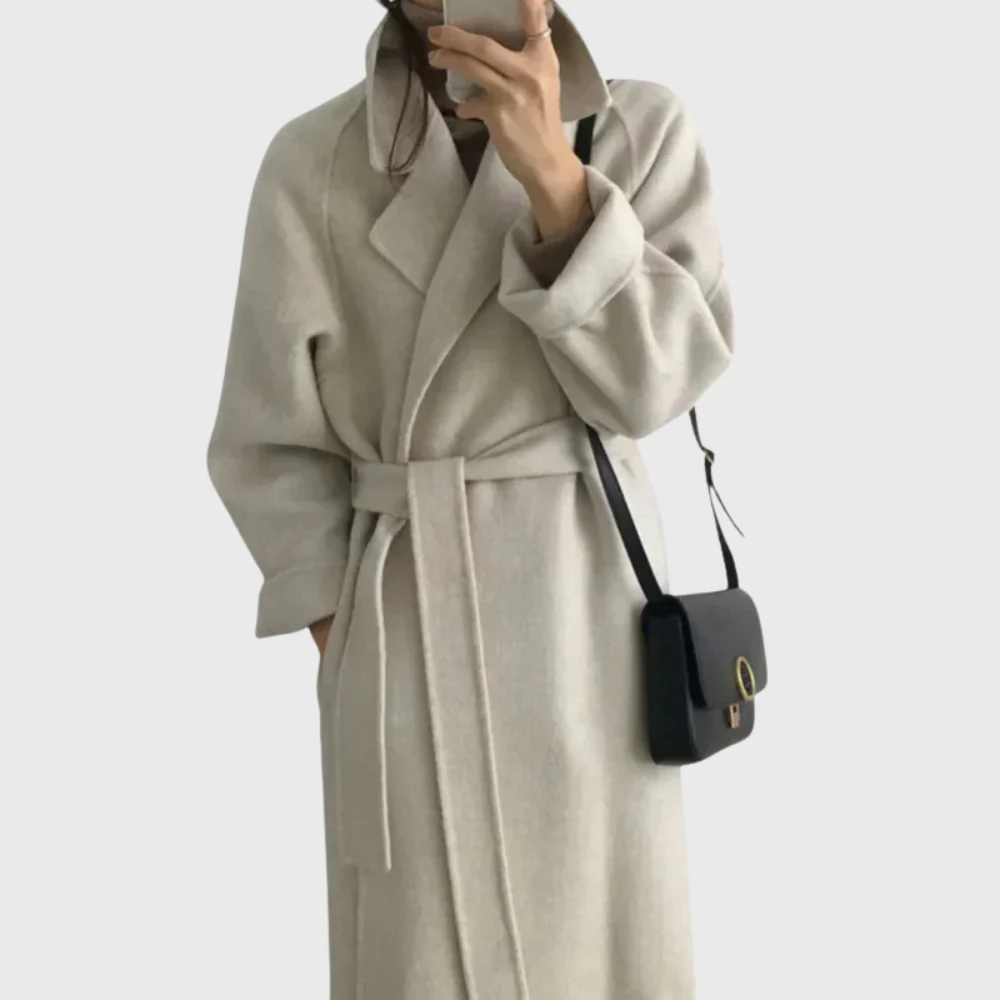 Women's Timeless Belted Overcoat — Long Wool-Blend Coat with Tie-Waist Belt - Image 8