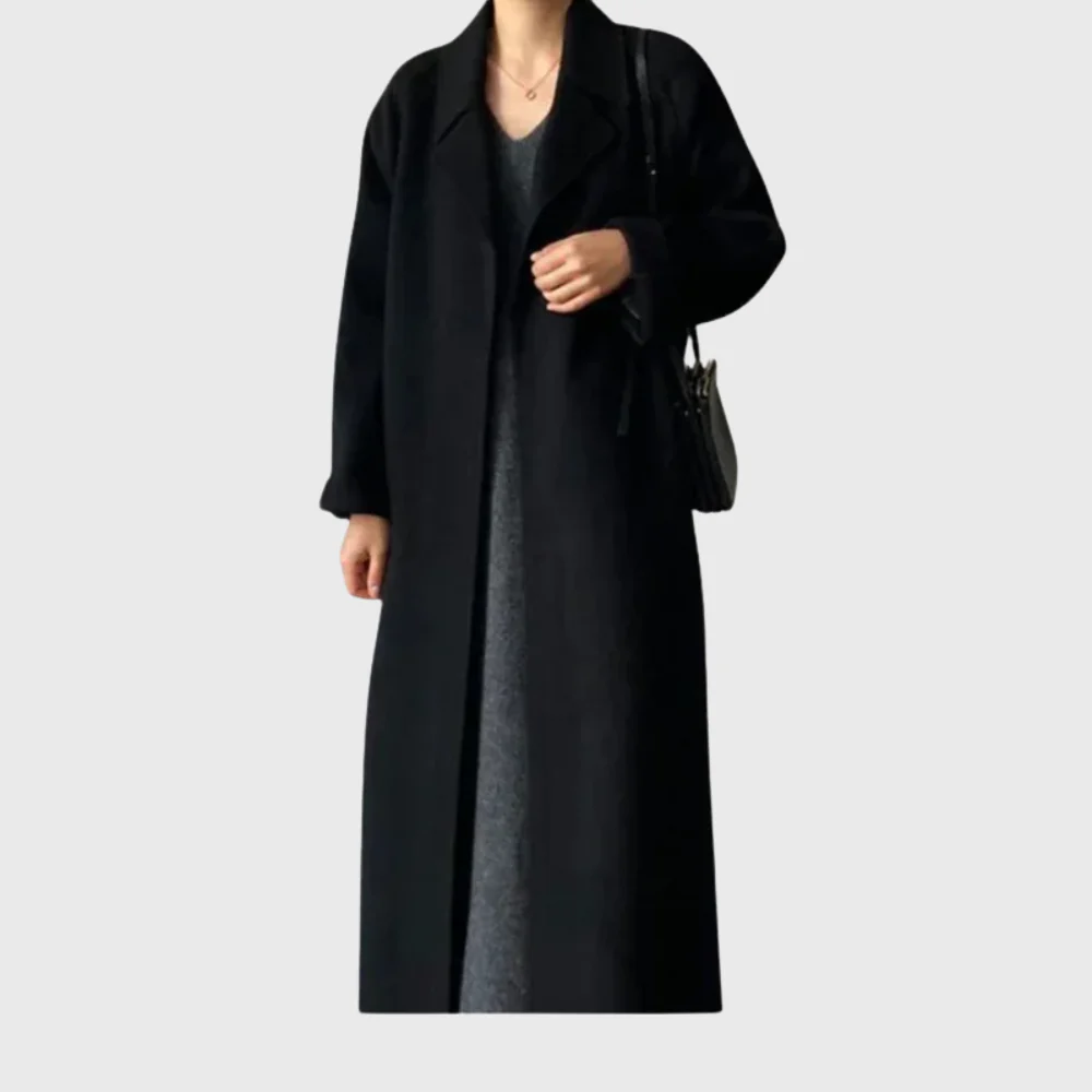 Women's Timeless Belted Overcoat — Long Wool-Blend Coat with Tie-Waist Belt - Image 9