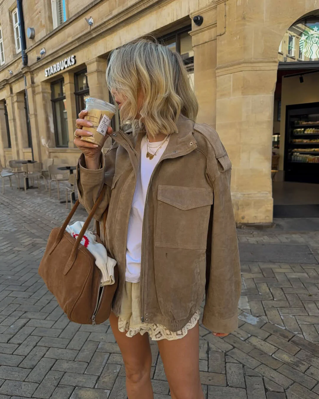 Women's Vintage Street Khaki Bomber Jacket - Image 3