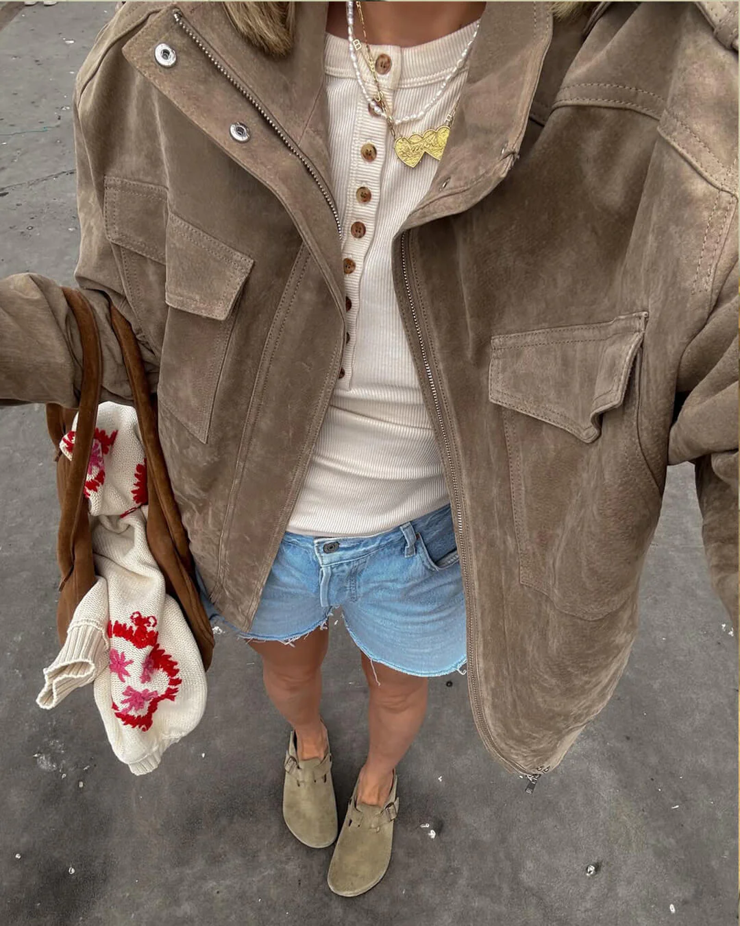 Women's Vintage Street Khaki Bomber Jacket - Image 4