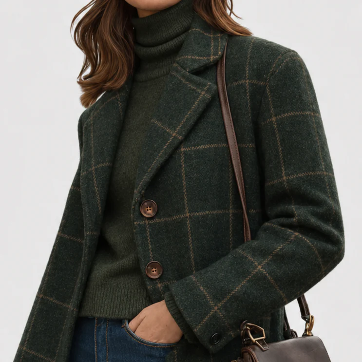 Women's Warm Fabric-Blend Overcoat — Tailored Mid-Length Lapel Collar Coat - Image 2