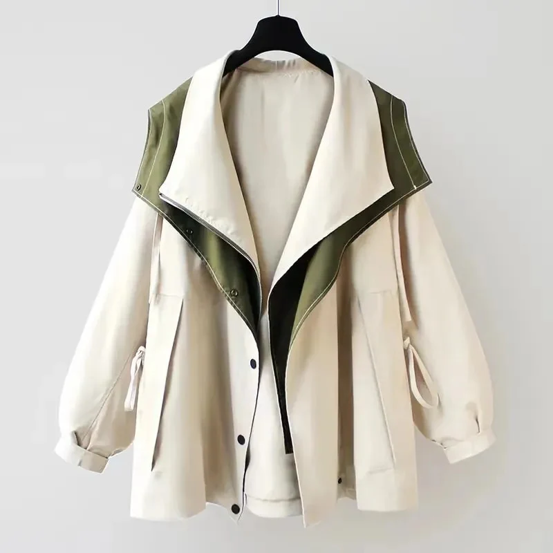 Waterproof Windbreaker Jacket with Layered Hood Design for Women