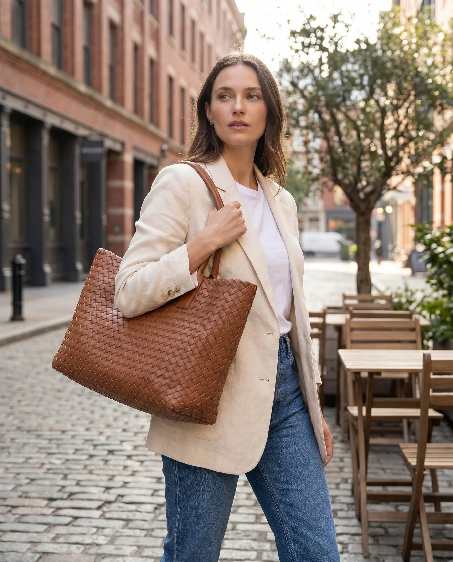Woven Leather Tote Bag - Image 3
